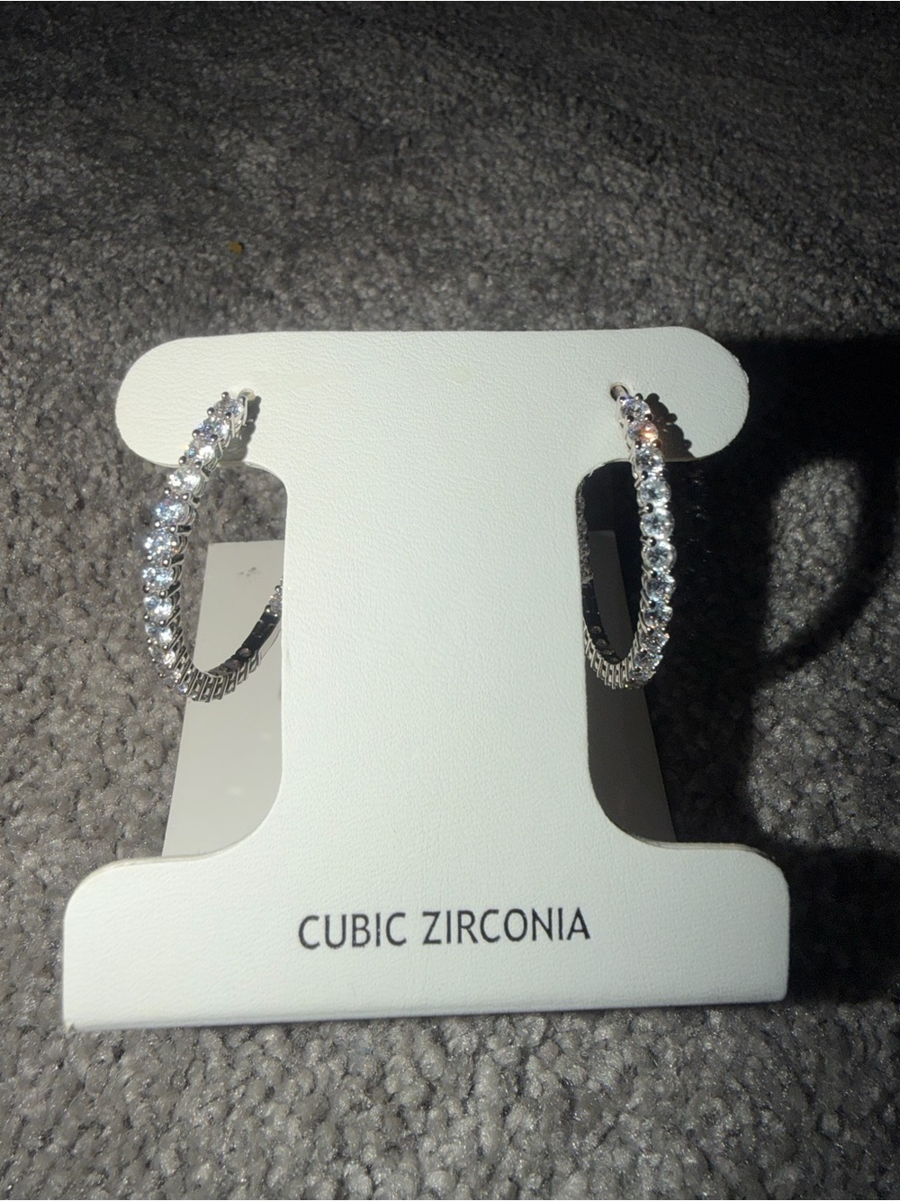 Silver-Tone Hoop Earrings - Sparkling Clear Stones